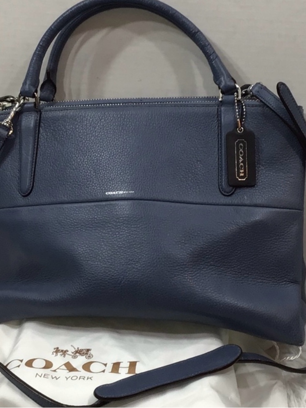 Coach Borough slate blue pebbled leather 28160